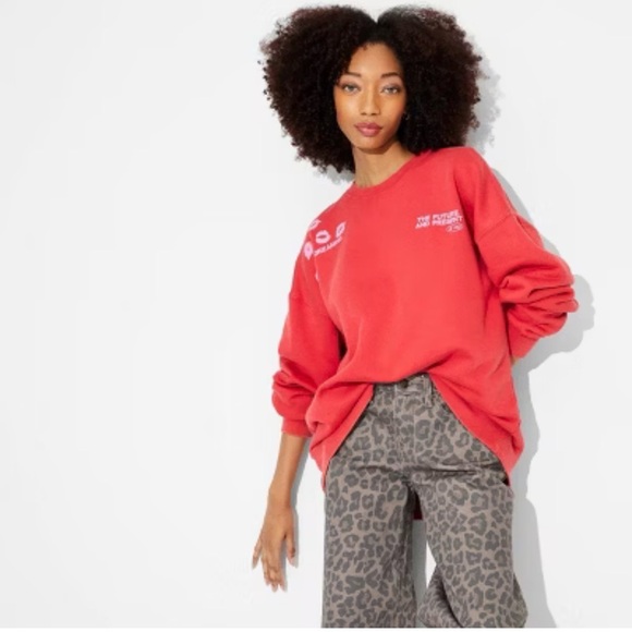 Wild fable Bold Red Sweatshirt with Graphic Design - Picture 2 of 4